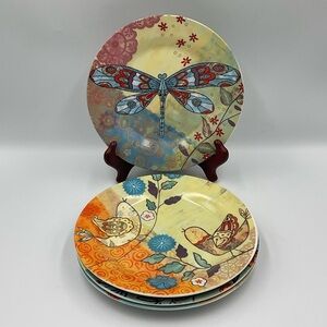 Tii Spring Birds Butterfly Luncheon Plate Set